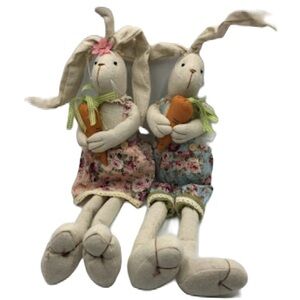 Vigor International Shelf Sitters Set of 2 Stuffed Display Easter Bunny Rabbits